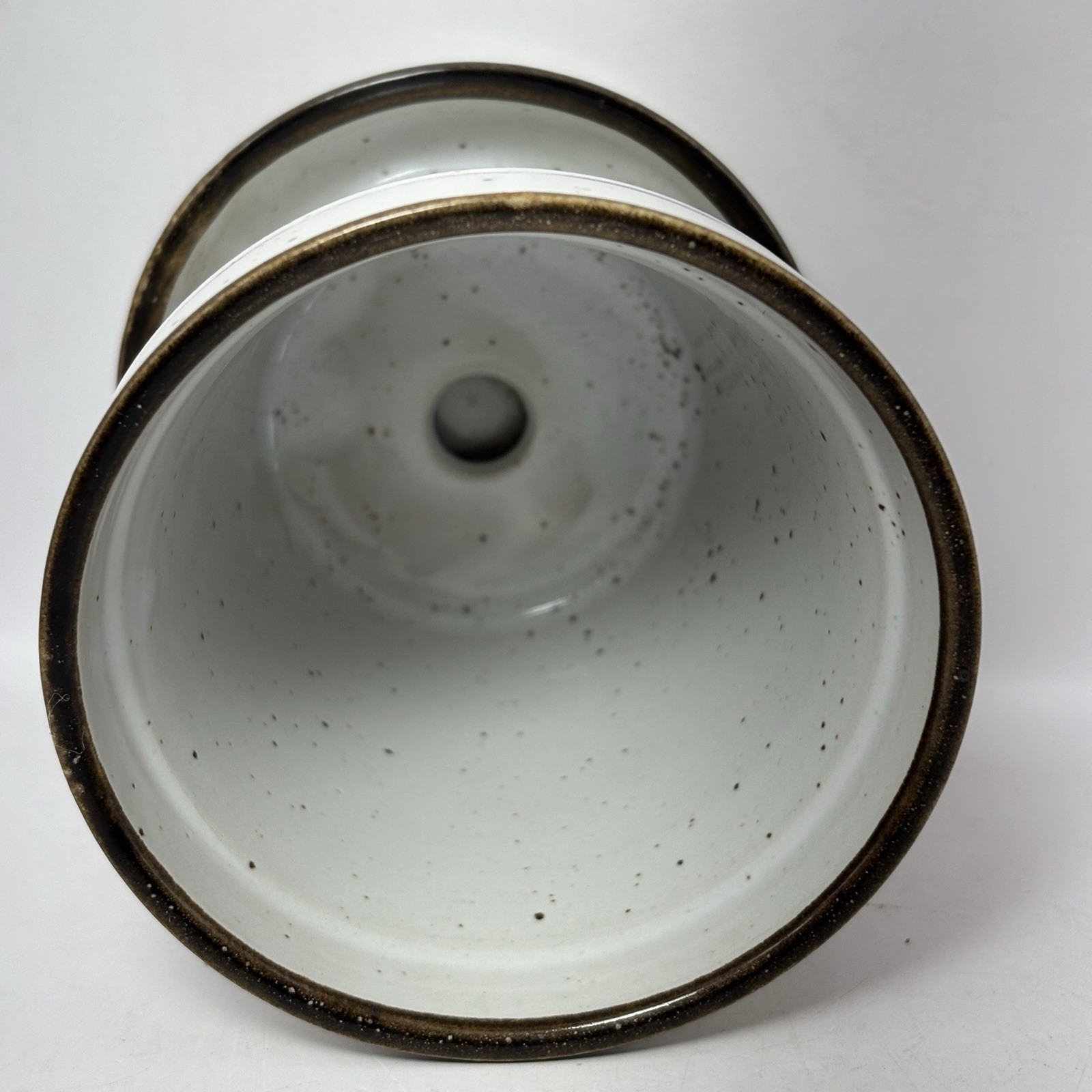 Speckled Pottery Flower Pot and Attached Saucer WILD FLOWERS 4″ Vintage Japan