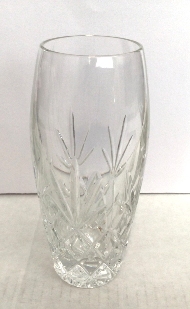 Waterford Crystal Araglin 6.5 in Floral Vase Criss Cross Vertical Cuts Handblown