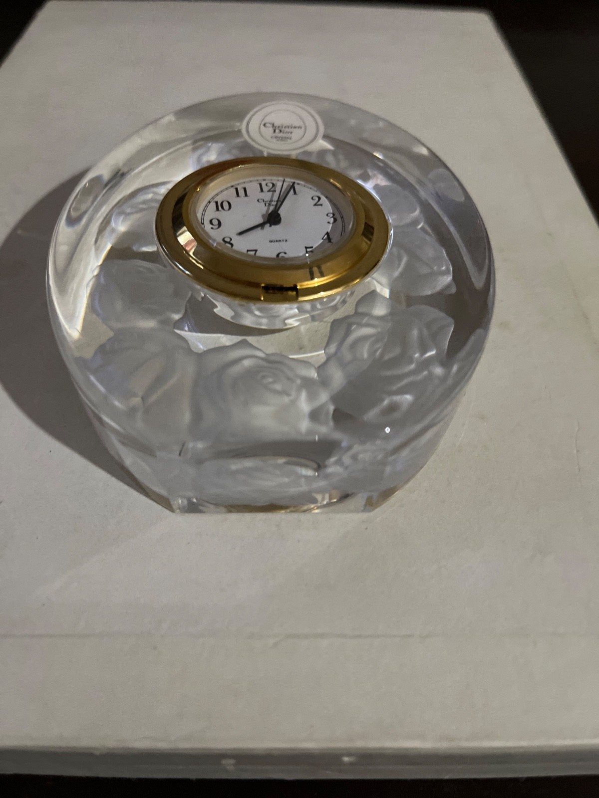 Vintage Christian Dior crystal desktop clock working excellent
