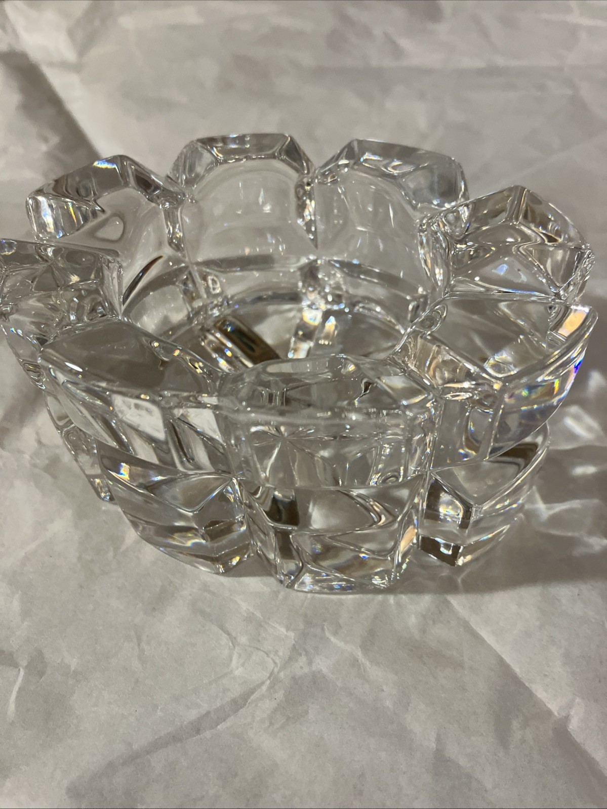 Sparkling Mikasa Crystal Votive Candle Holder/Ashtray /Cricket Box Oval 4” X 3”