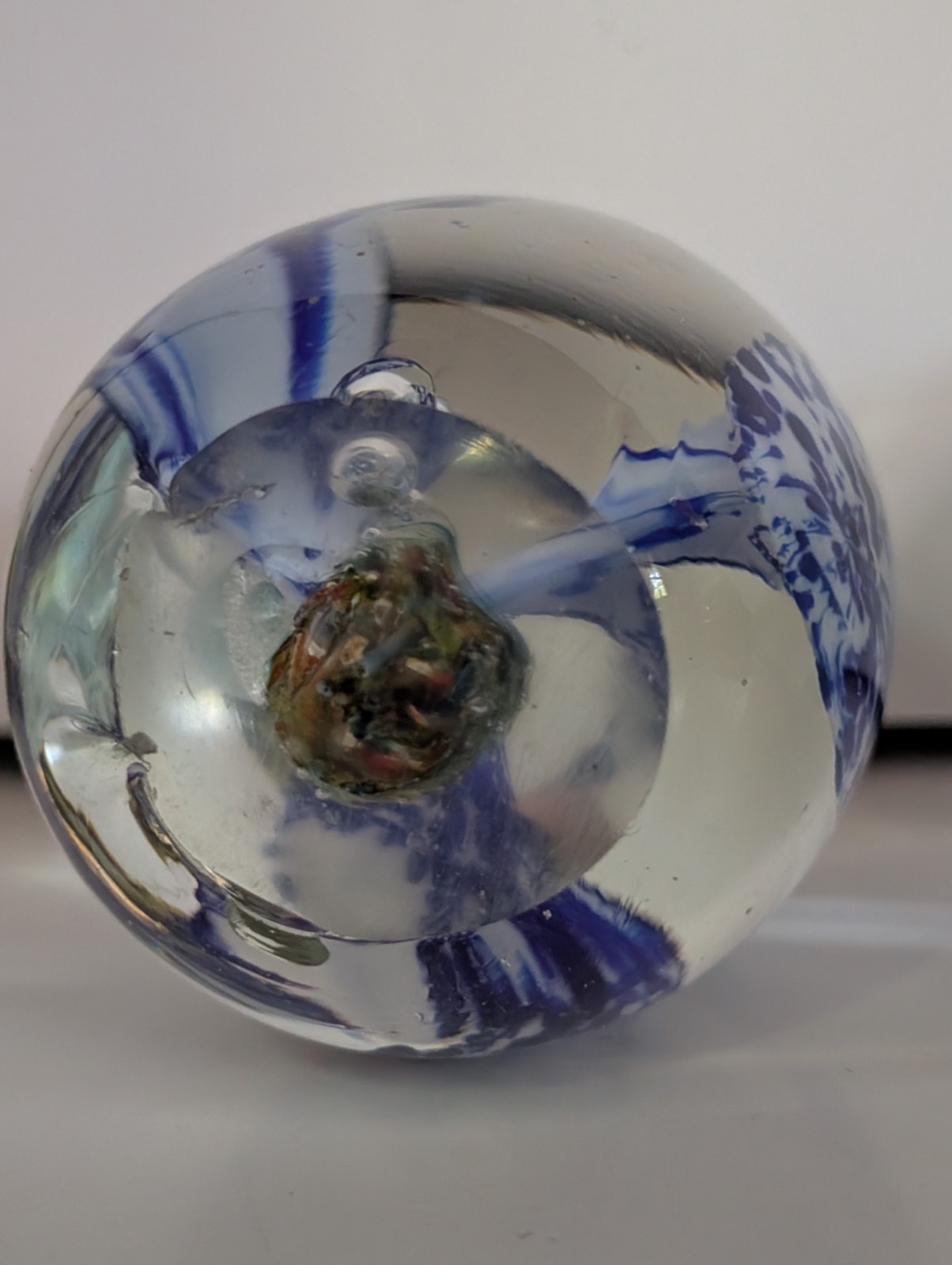 Pair Of Vintage Norleans Japan Blue Flowers In Basket Egg Paperweights