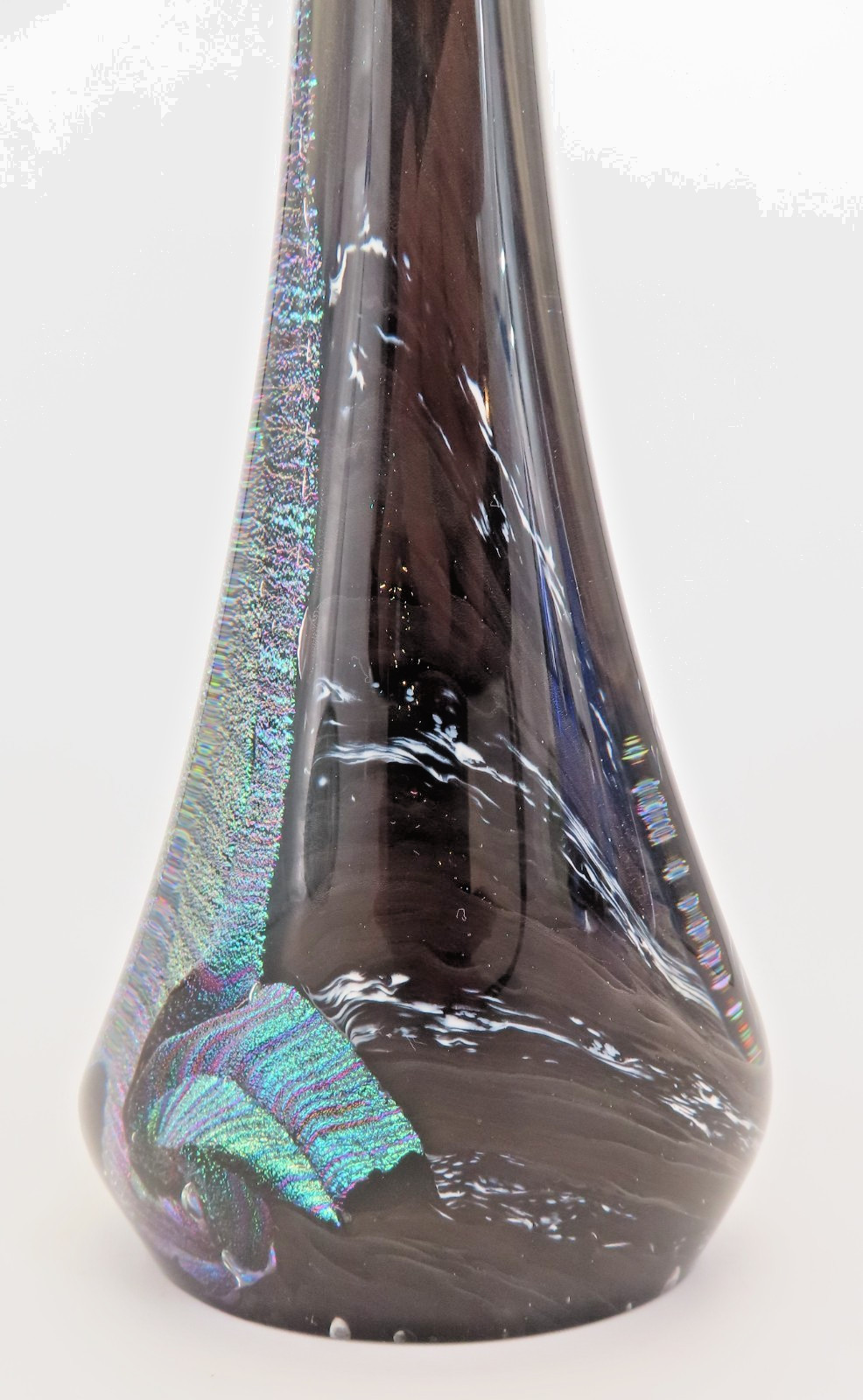 Scott Hartley Art Glass Sculpture Dichroic Peacock Feather Artist Signed 14.5″H