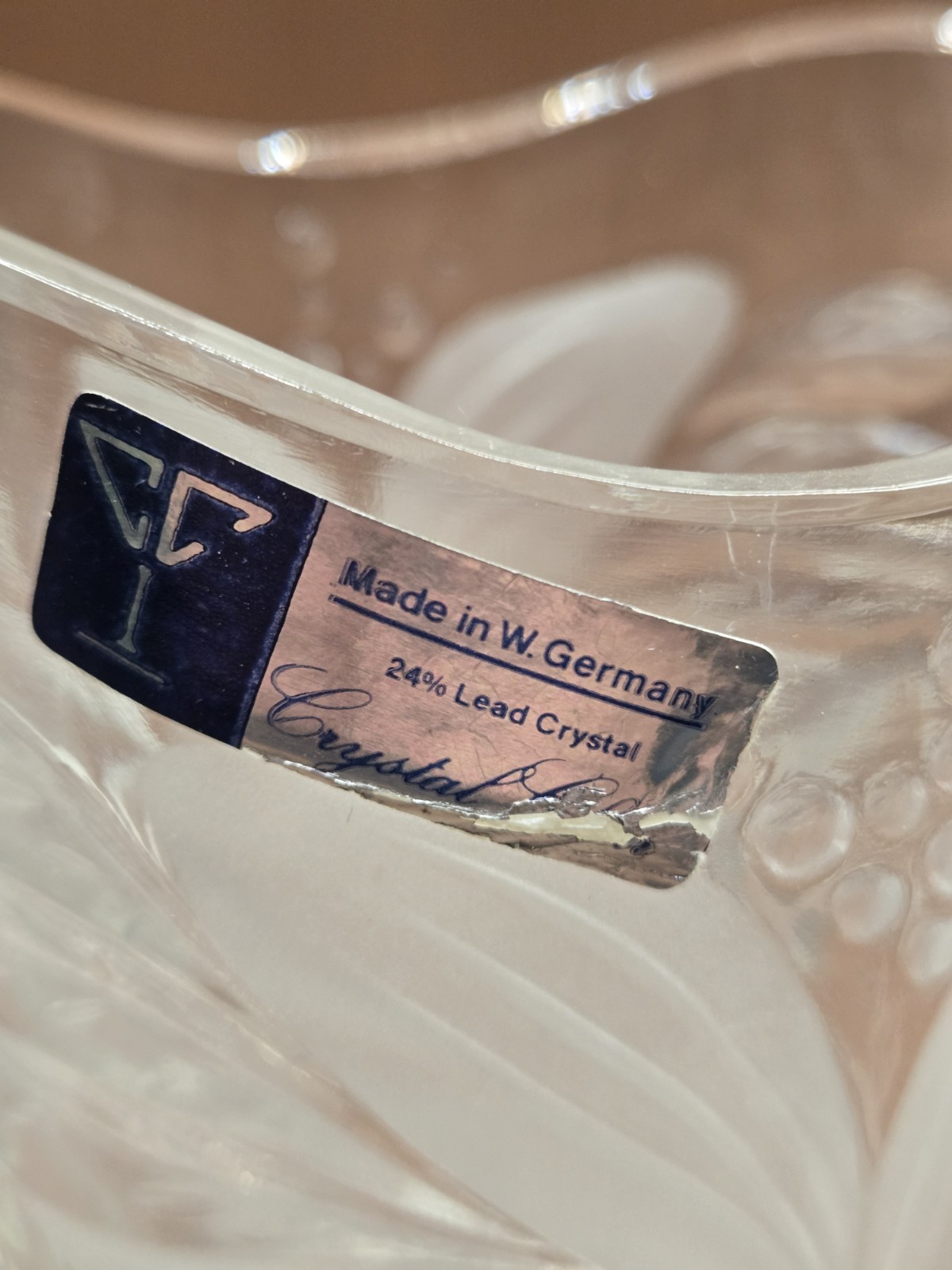 Crystal Clear Industries Made Germany 24% Lead Crystal 6 1/4” Floral Vase
