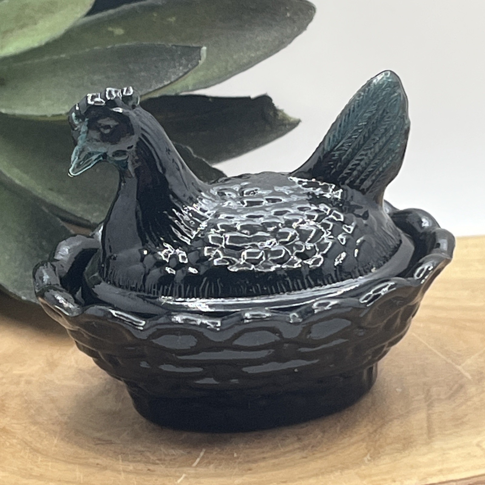 Boyd Hen on Nest Salt Cellar MINI Bernard Boyd Black / dark teal 2.5 Inches Rare