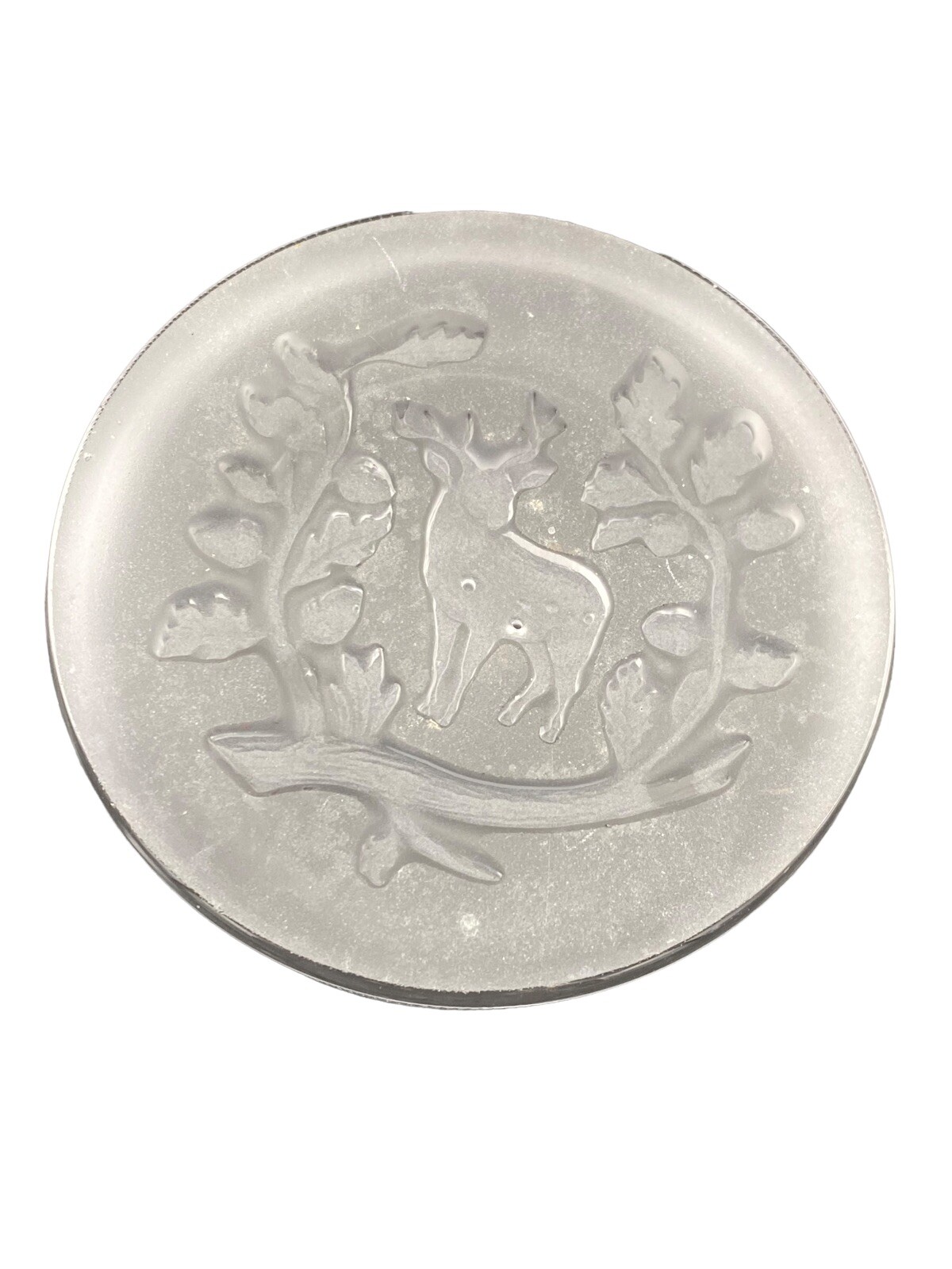 Reindeer Elk Paperweight Christmas frosted press glass 3.5″D