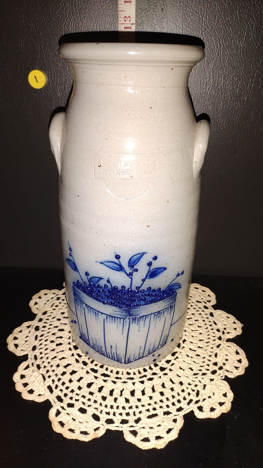 Salmon Falls Stoneware Pottery Blueberry Basket Salt Glazed Tall Vase Crock (#1)