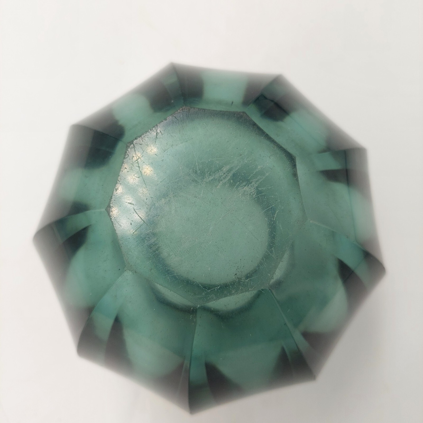 Moser Hoffmann Art Deco Cut Glass Faceted Czech Bohemian Smoke Gray Vase
