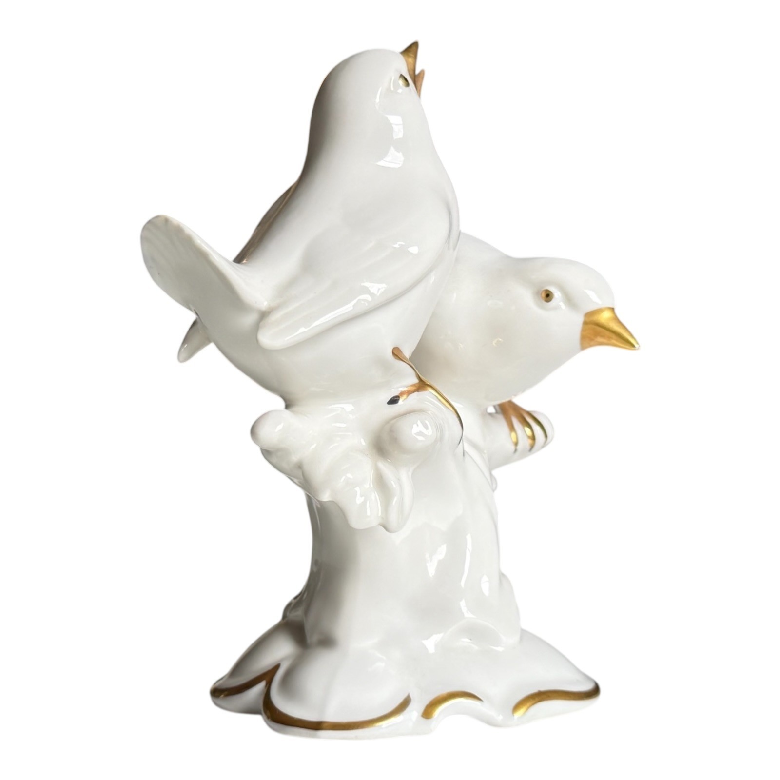 Vintage German Gerold & Co. Bavaria White Porcelain Bird Figurine – Gold Gilt
