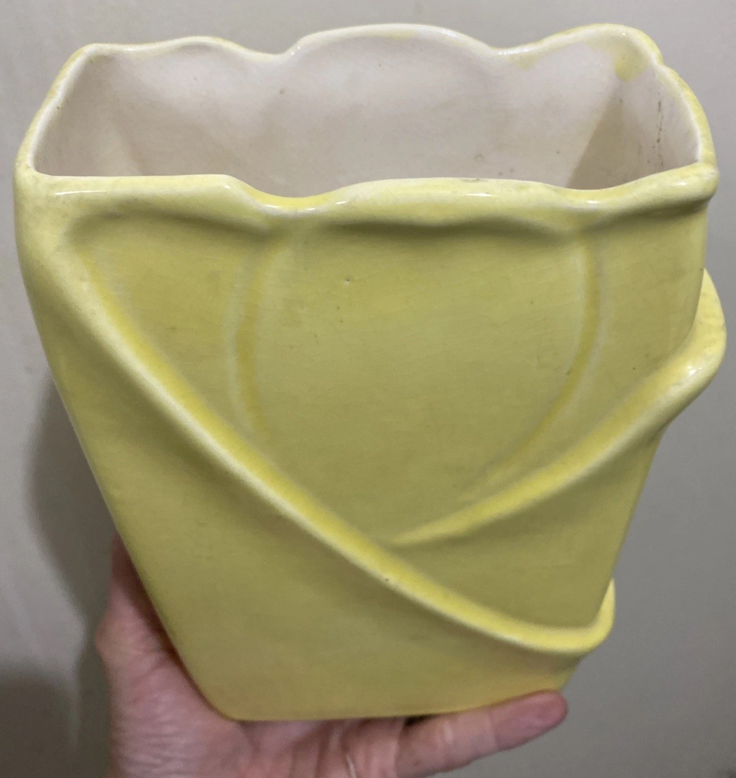 Yellow Case 50s Mcm VTG Porcelain Pottery 7.5×5.25×2.5″ Signed Jim Damon