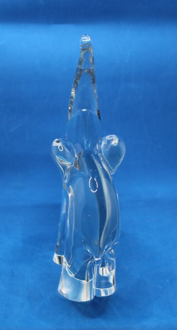 Clear Art Glass Elephant Sculpture Figurine Statue Trunk Up Heavy 9″H