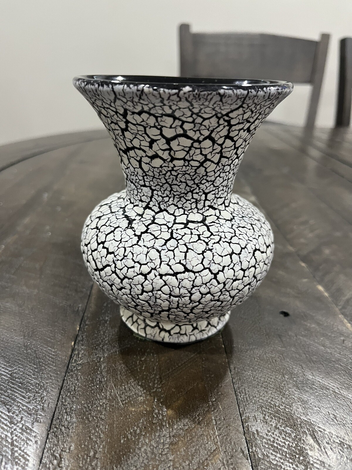 Jasba Art Pottery Vase 5″ West Germany Cortina Lava Glaze Design Black/White