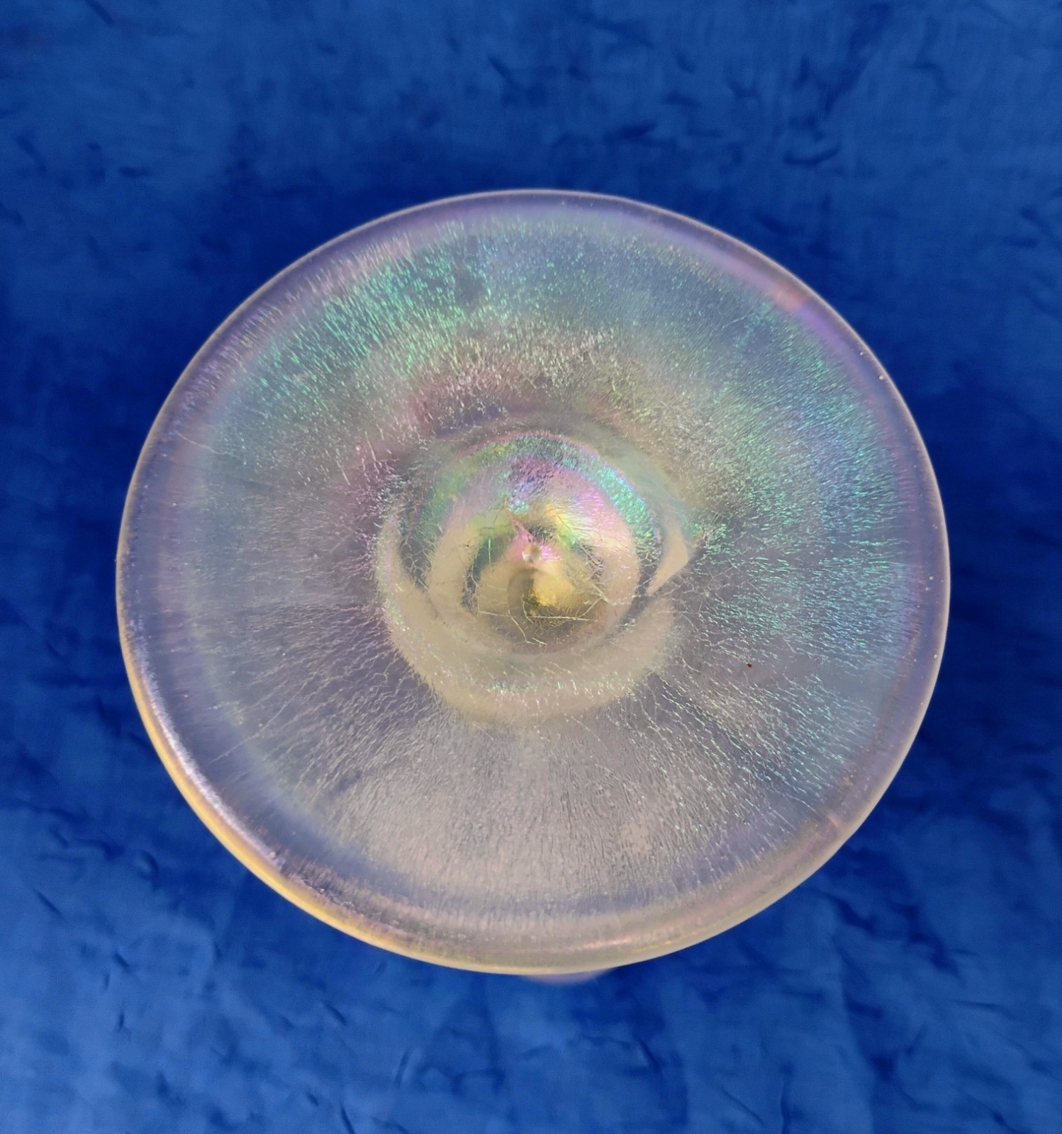 Vintage Frosted Stretch Glass Iridescent Twist Candlestick Candle Holder Tiffin?