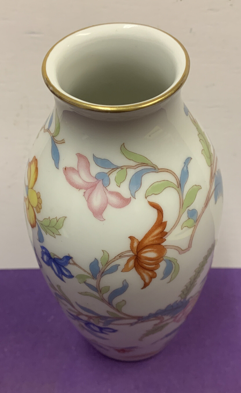 Used Rosenthal Floral Vase Gilt Rim 6 1/2 Inches Bavaria U