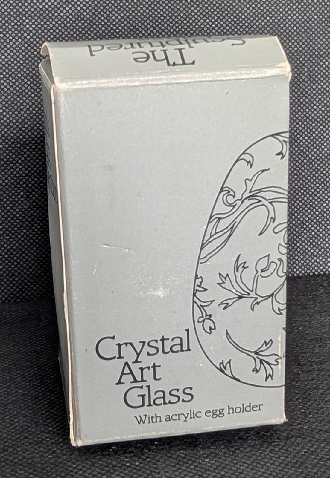 Vtg Pilgram Glass Sand Carved Egg Red with Hearts Original Box Acrylic Stand