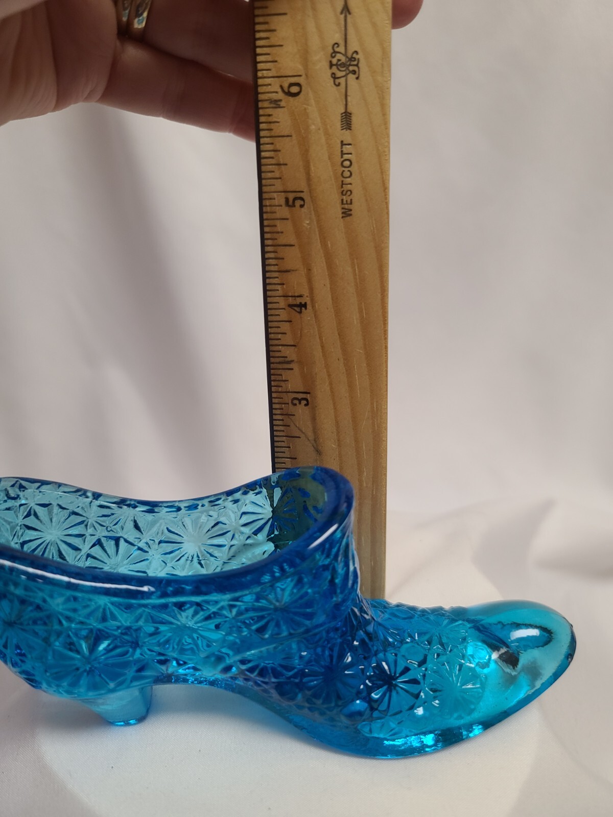 Vintage Fenton Colonial Cobalt Blue Daisy Button Slipper Shoe Toothpick Holder