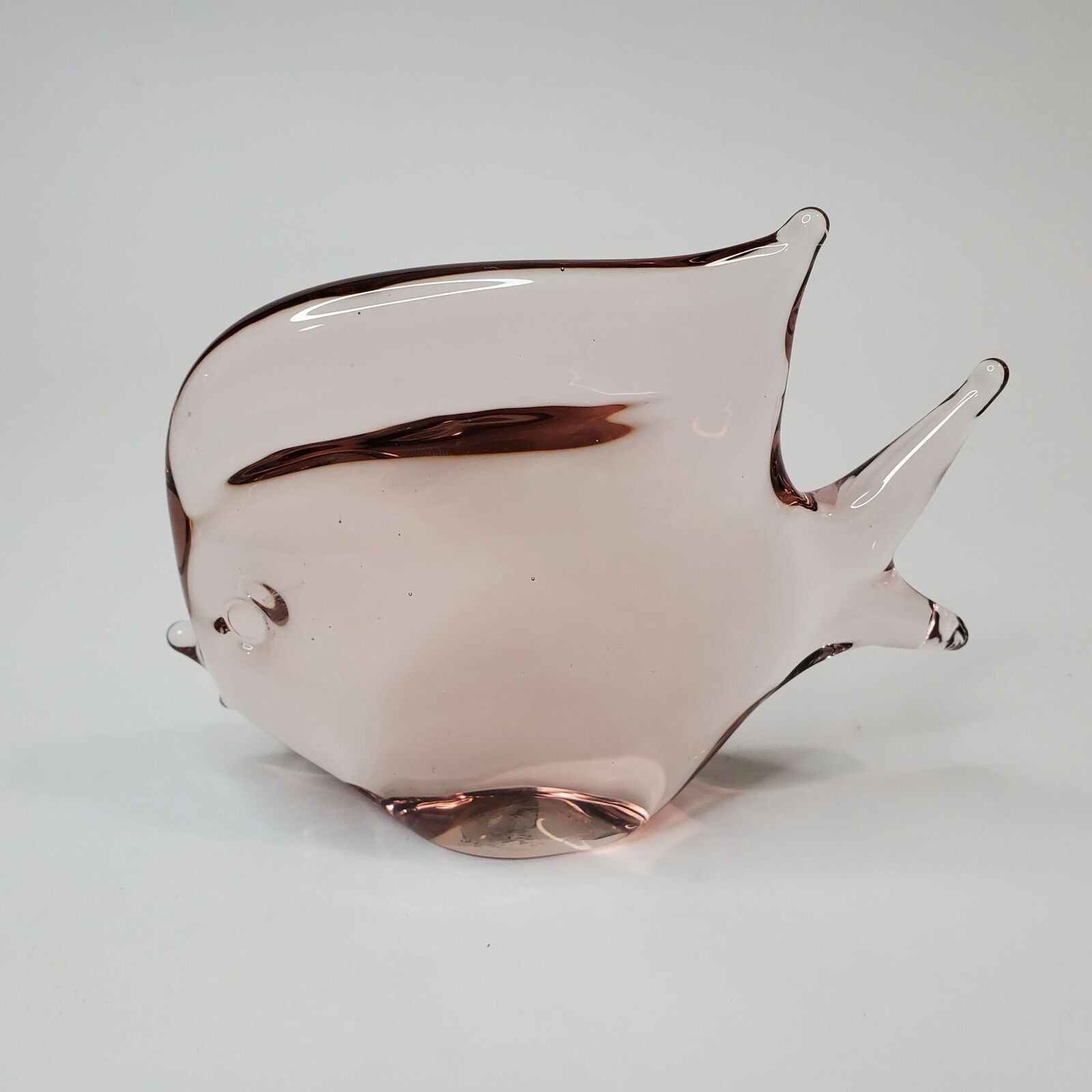 V. Nason Murano Italy Pale Pink Art Glass Angelfish Figurine Chipped Fin