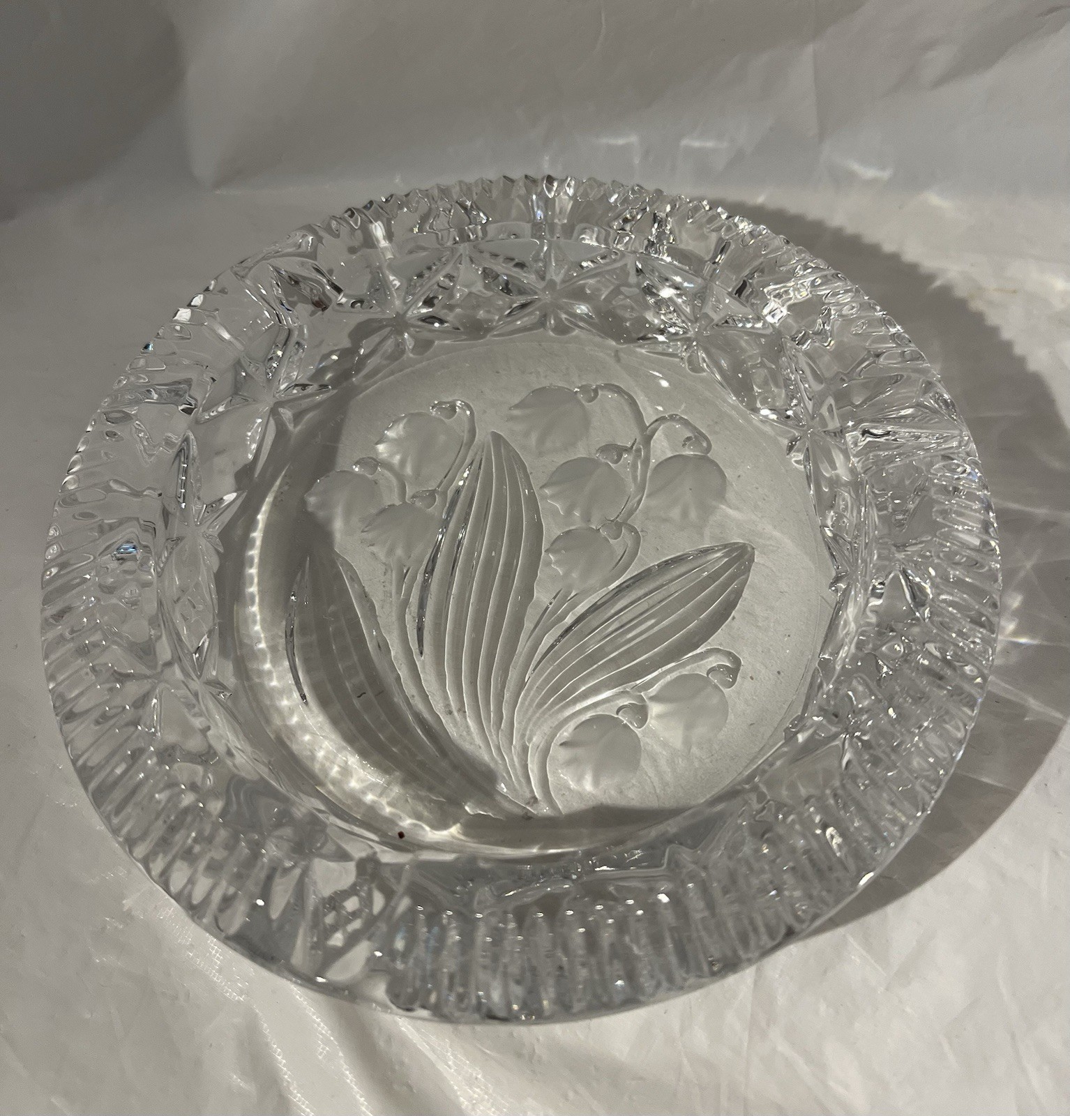 Vintage Crystal Byrdes Collection Lily Of The Valley Ashtray