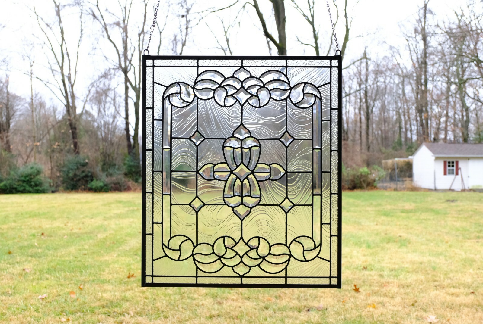 24″ x 28″ Stunning Handcrafted stained glass Clear Beveled window panel