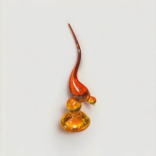 Viking Long Tail Bird Glass Figurine Amberina Persimmon Orange 8 1/4”