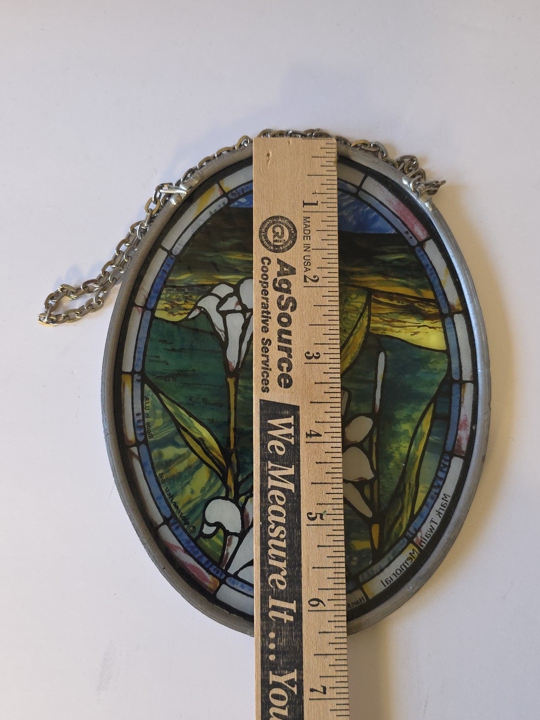 Glassmasters Floral Stained Glass SunCatcher Made In USA 1988 VTG Mark Twain Lil