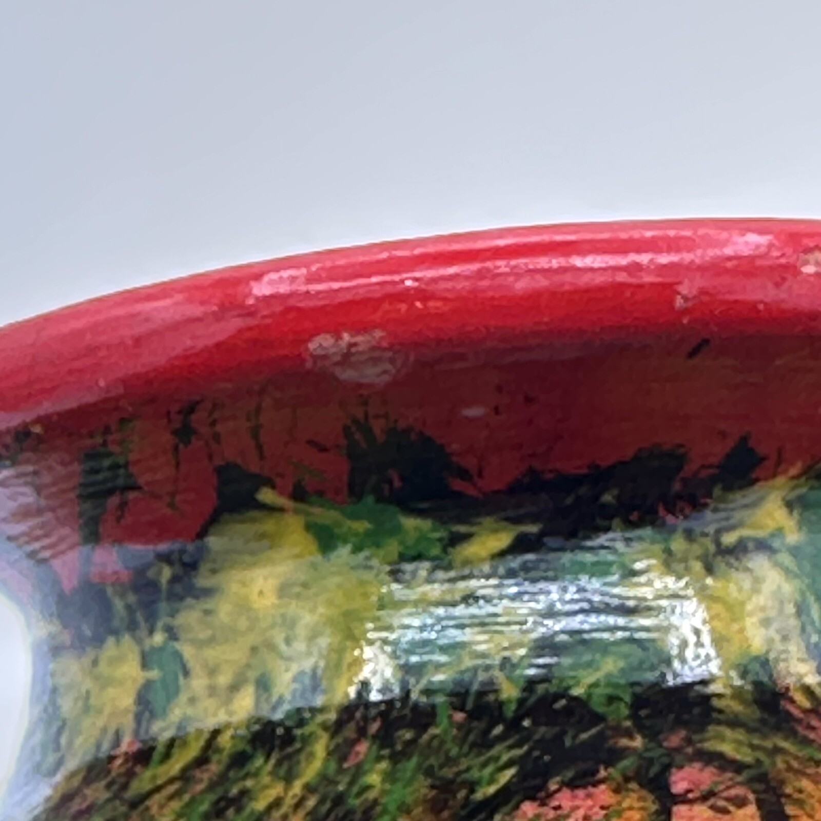 Ecuador Art Pottery Vase Beautifully Hand Painted Red Interior 4.5 Inches Tall