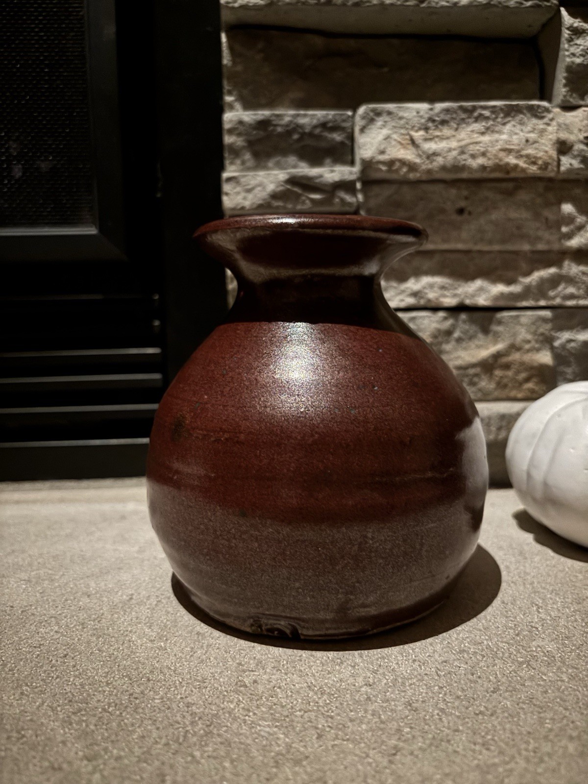 Mid-Century Modern Studio Pottery Vase Brown With Potters Stamp