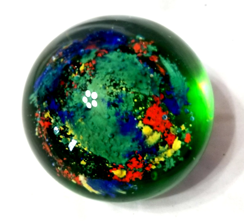 VTG Globe Art Glass Paperweight Sand Green Ocean Seascape Sandglobe 2.5″