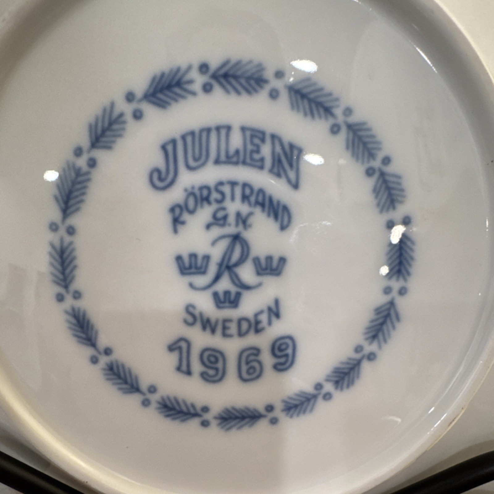 Rörstrand 1969 Swedish Blue Porcelain Collector Plate Square Vintage 7.5 inches