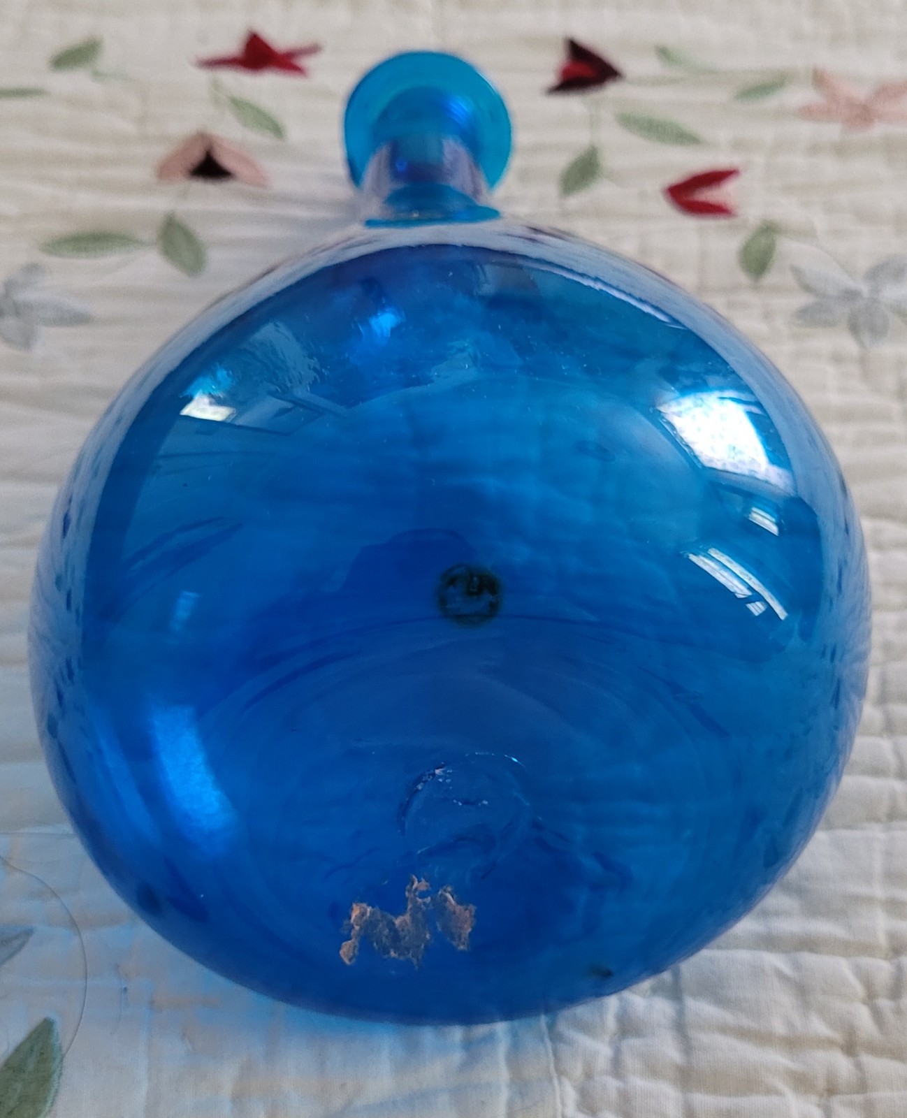 Blenko Colonial Williamsburg Restoration Sapphire Blue Glass Vase/Wine Bottle.
