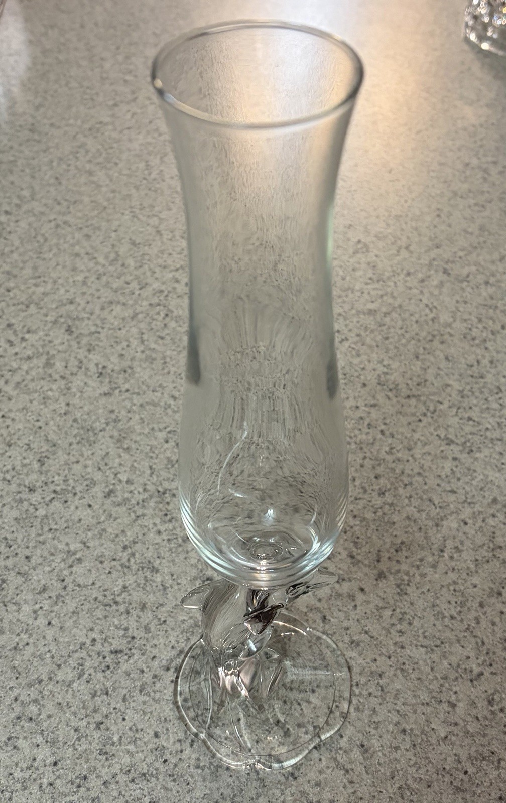 Luminarc Clear Glass Dolphin 10.25″ Bud Vase / Champagne Flute