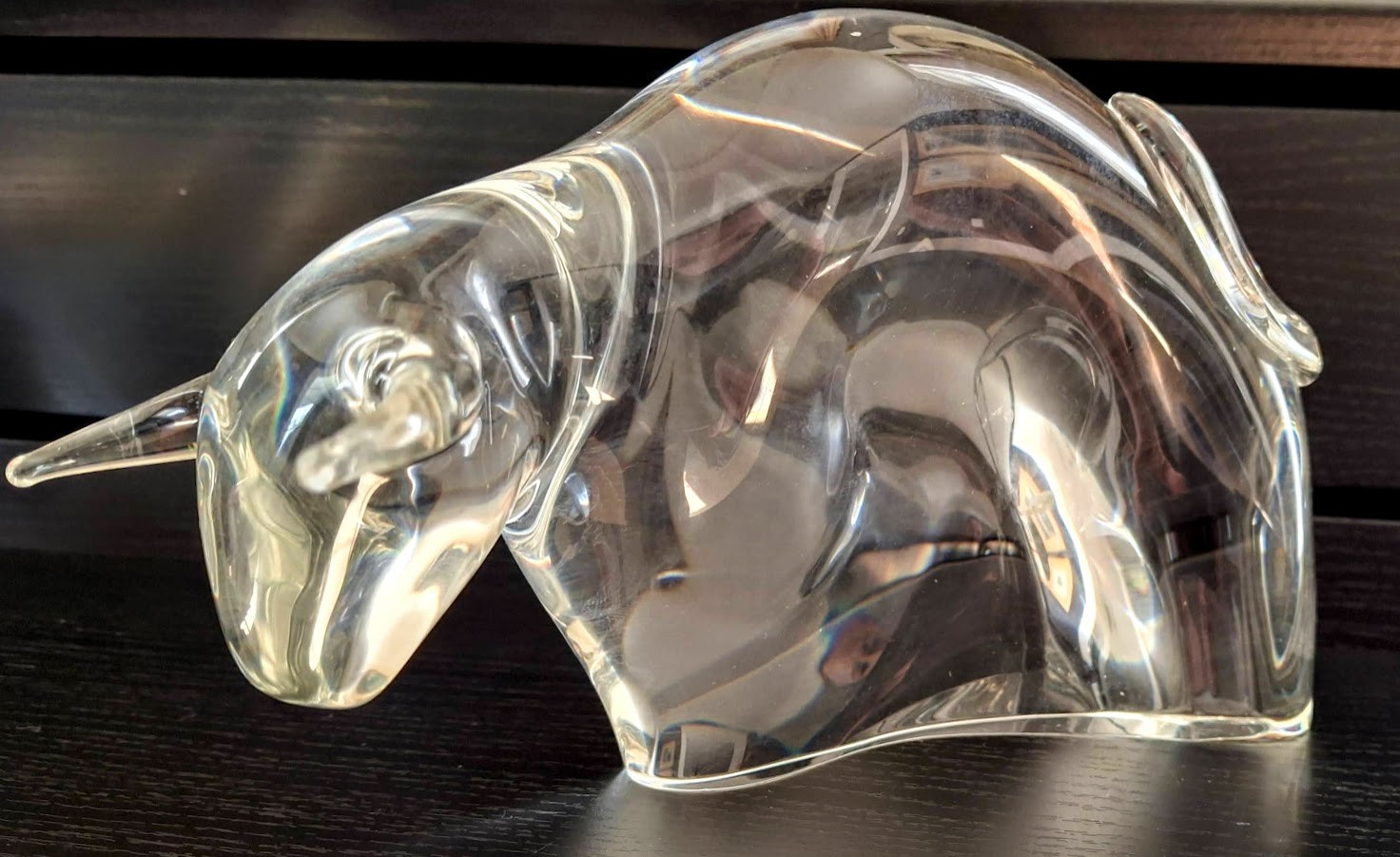 STEUBEN BULL & BEAR Signed Crystal Sculpture Art Glass Figurine Paperweight Vntg