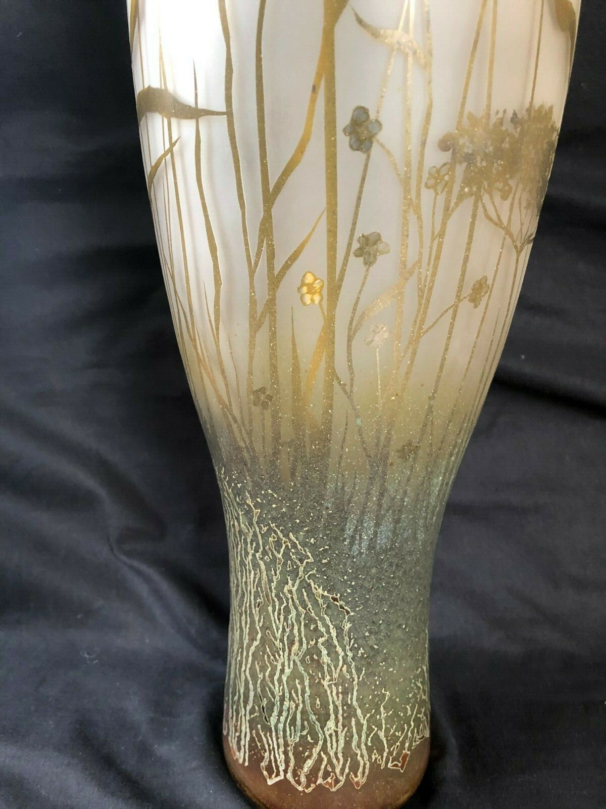 Antique DAUM style very large signed glass vase 17 “