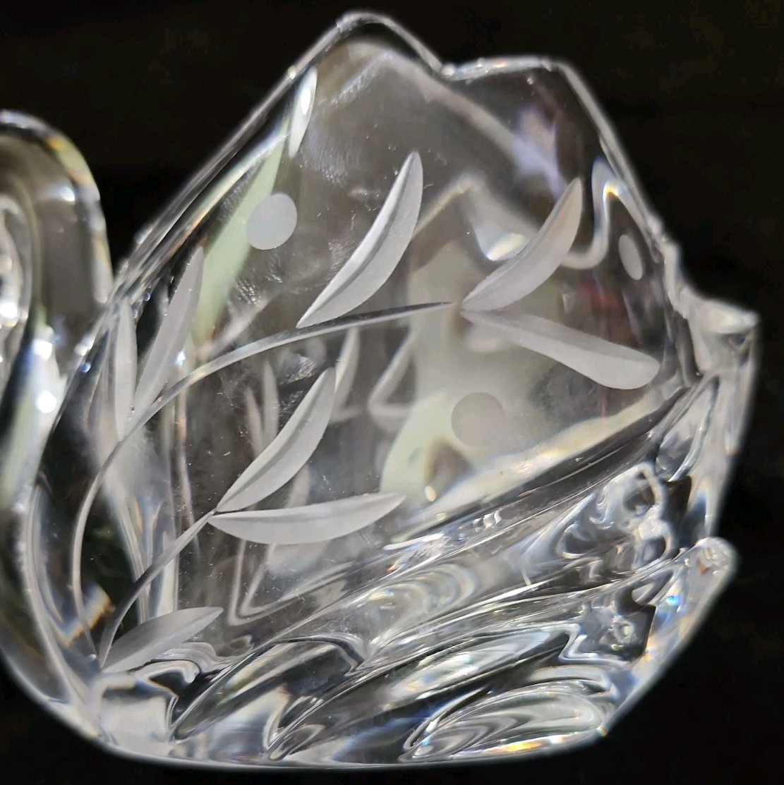 Vintage Lenox Crystal Opal Innocence Swan Votive Candle Holder 3″T Holiday EC