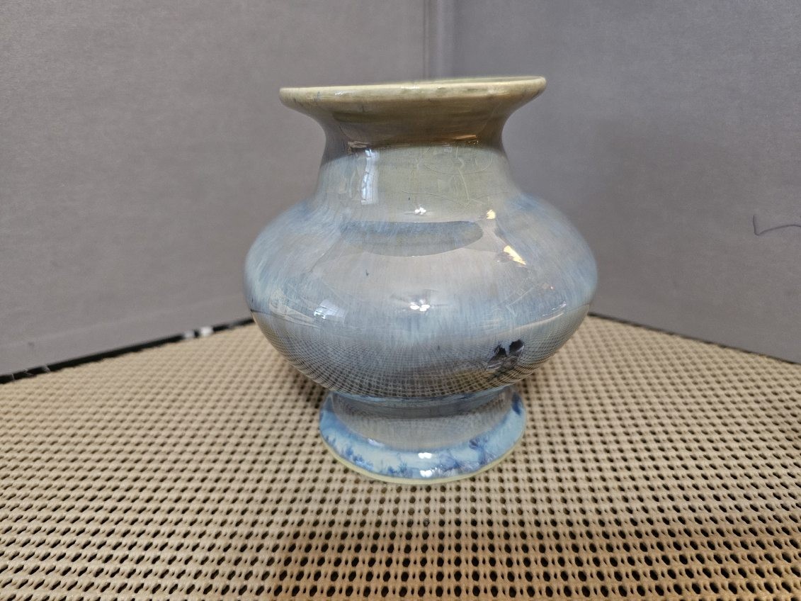 Studio Art Pottery Vase Blue Green Signed RPH 2010 On Bottom. 4.75×4.5 In.