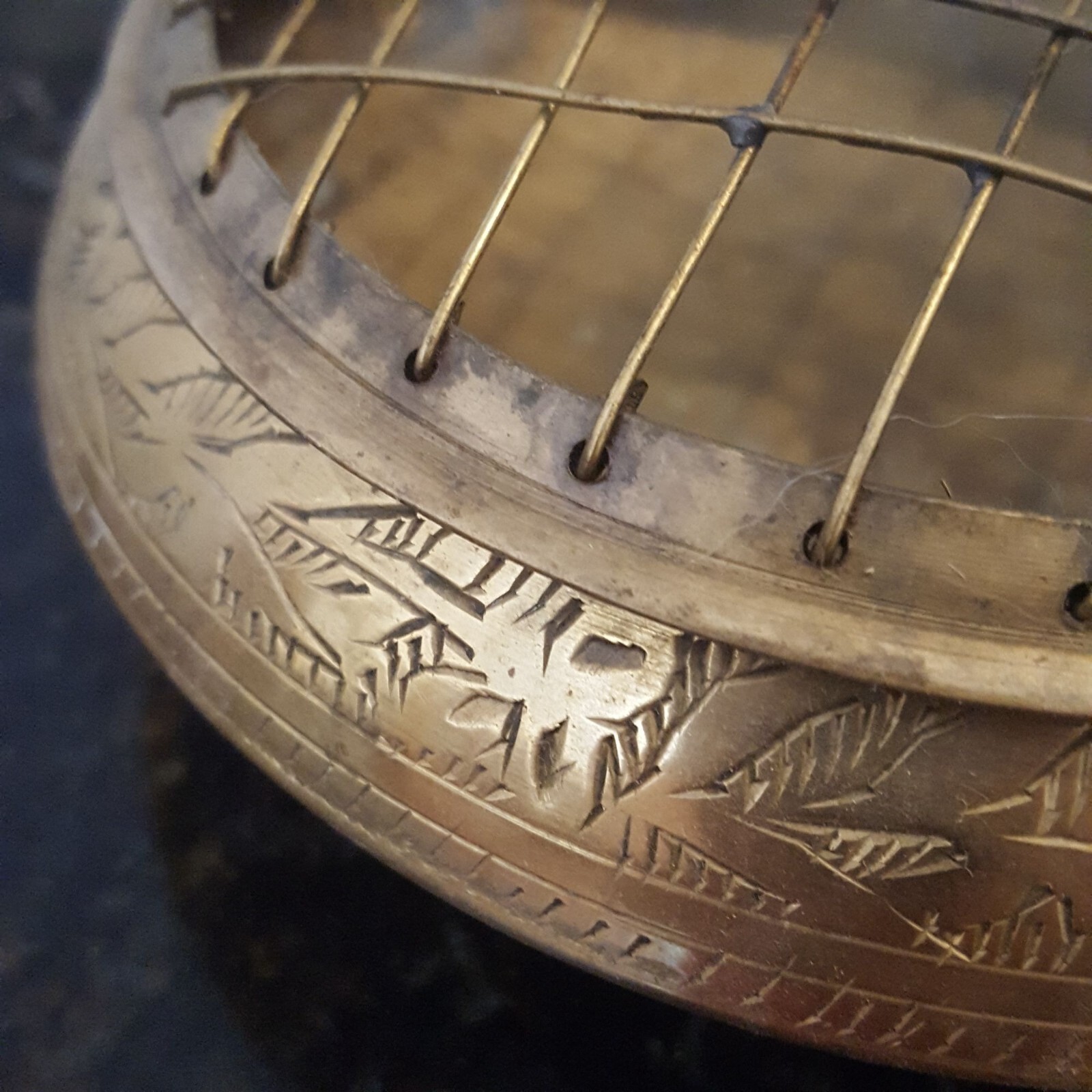 Vintage MCM Incense Burner Flower Frog #Signed India Handcraft Brass Vase Etched