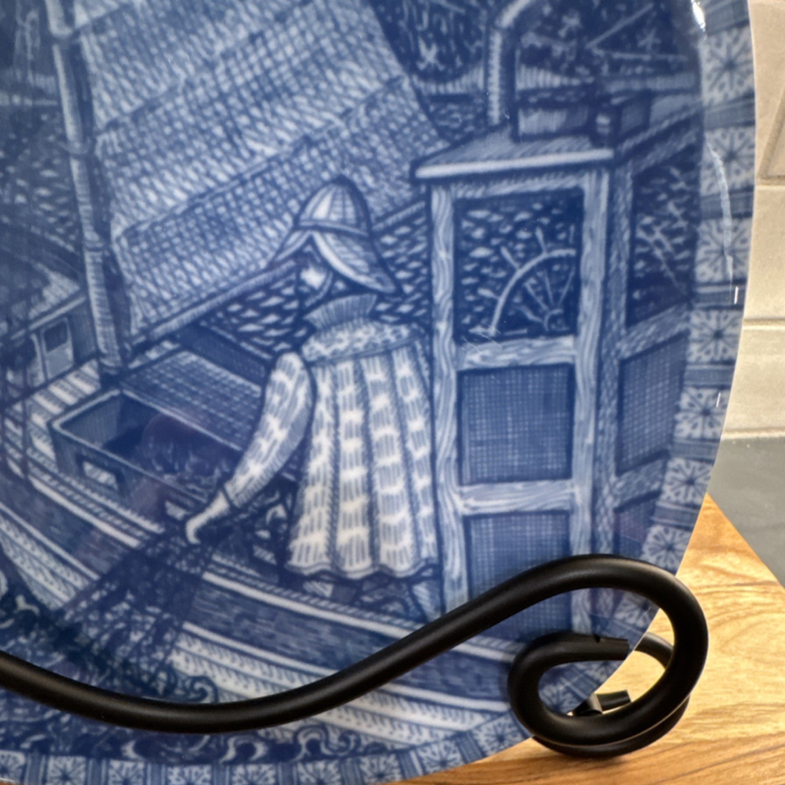 Rörstrand 1969 Swedish Blue Porcelain Collector Plate Square Vintage 7.5 inches