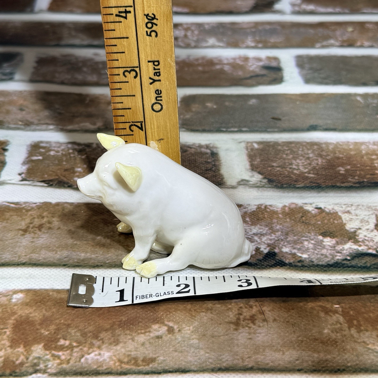 Belleek Pottery Ireland Pig Small Figurine Luster Highlights Ears Feet 2-3/4”
