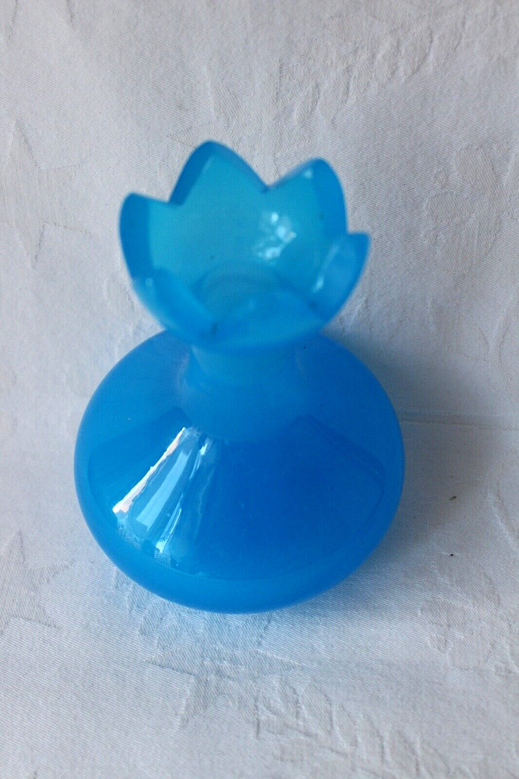 Antique French blue opaline glass perfume bottle 1845-1870