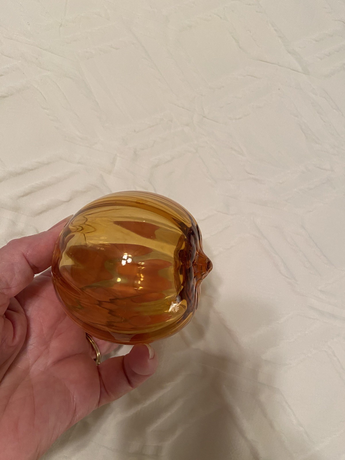 Blown Art Glass Golden Amber 3″ Float Ball Orb Blenko Vintage