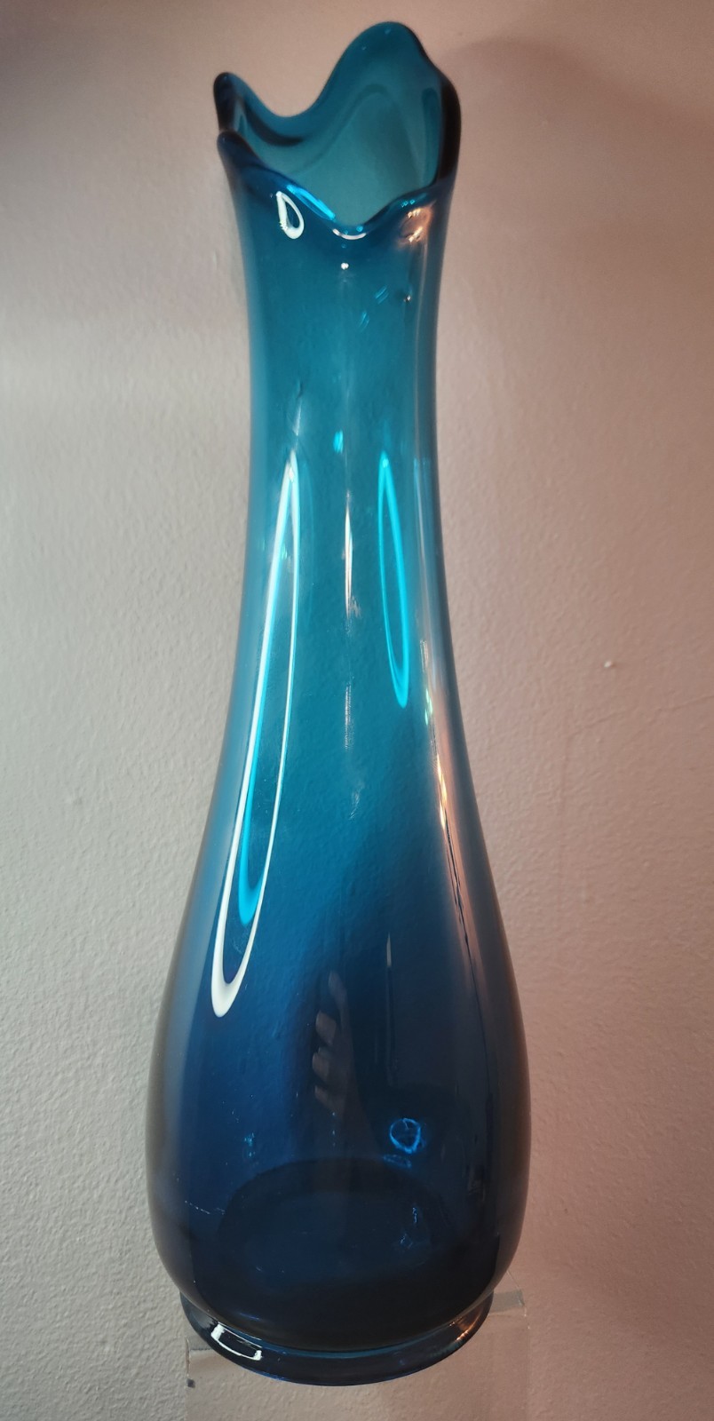 Vintage LE Smith Swung Vase Peacock Blue -16″T