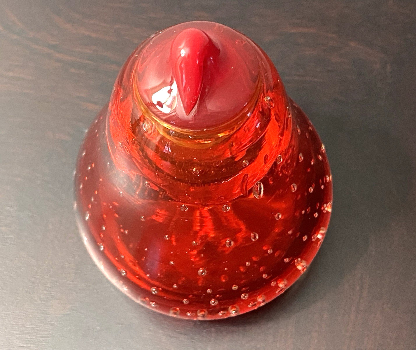 Vintage Hand Blown Controlled Bubble Art Glass Pear Fruit Paperweight Bullicante
