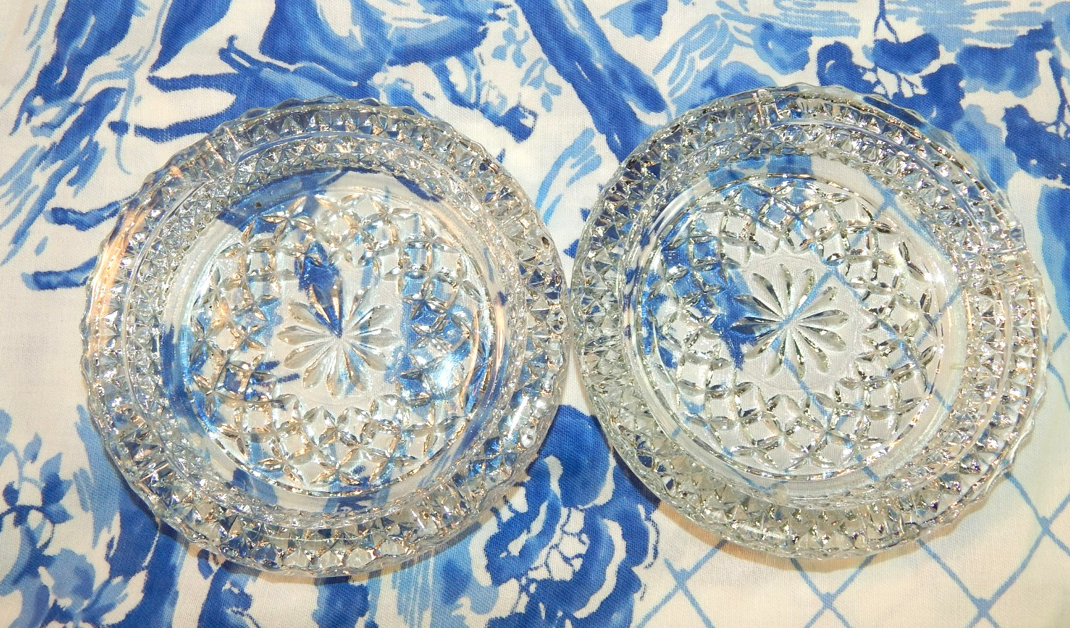 4 Vintage Anchor Hocking Wexford Clear Heavy Glass Ashtray Diamond Point 5.5″