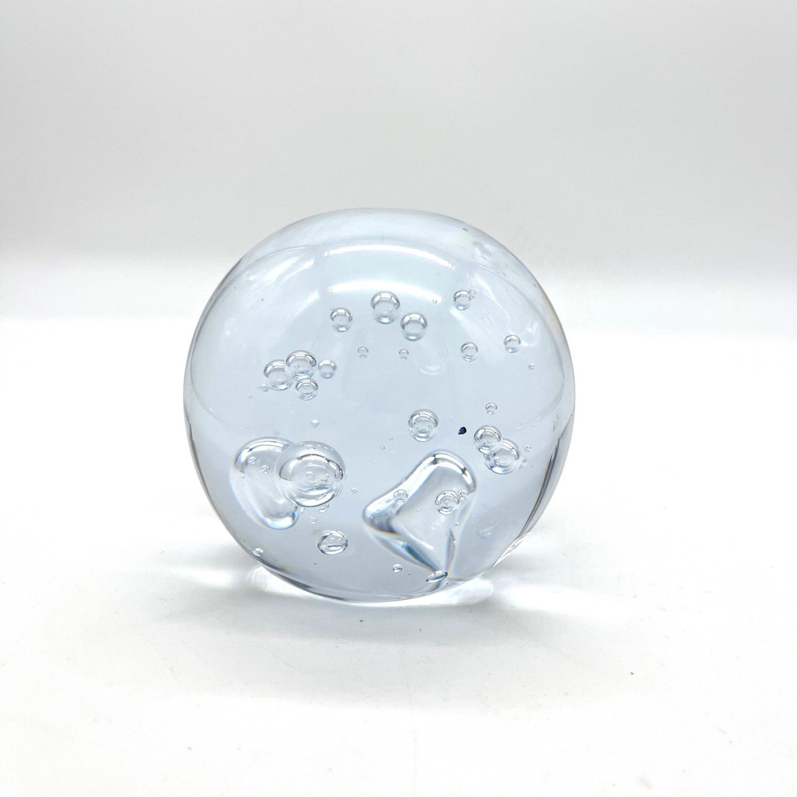 Vintage Clear Controlled Bubble Art Glass Paperweight 3 Inch Spherical Orb