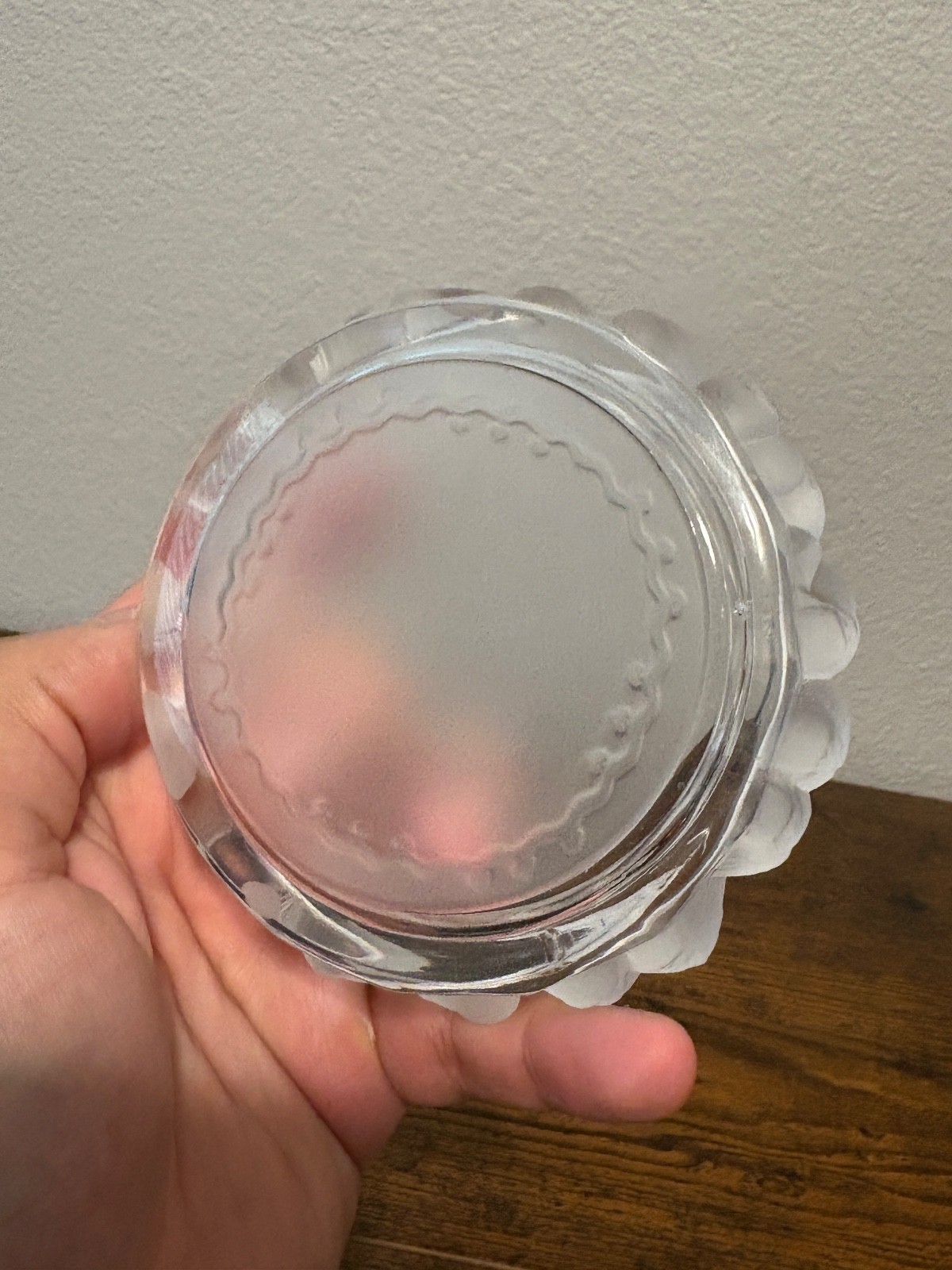 VTG Lalique Frosted Clear 4 3/8’W Crystal Mesanges Powder Dresser Box Marked