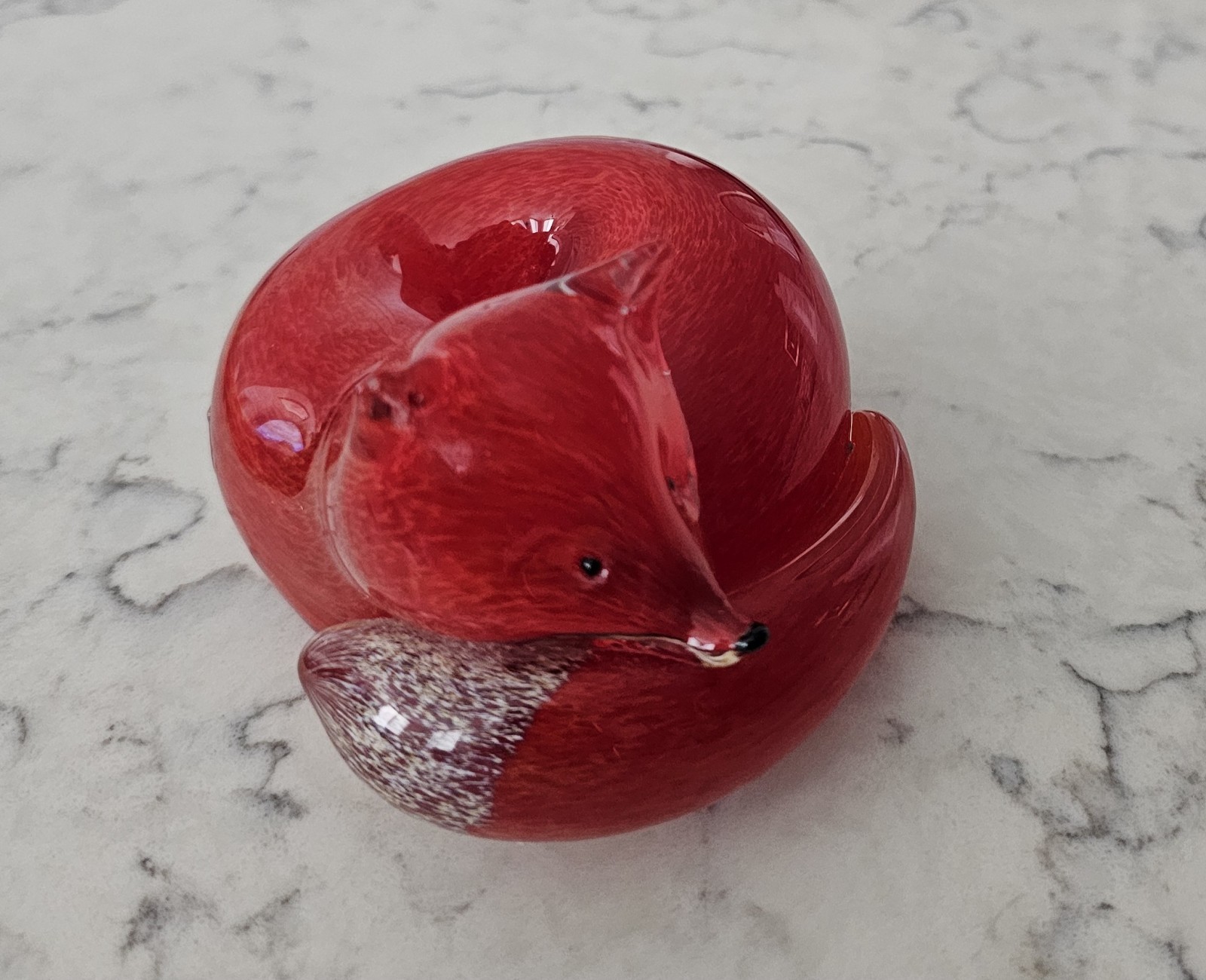 Langham Paperweight Glass Fox Signed by Artist Paul Miller Norfolk England