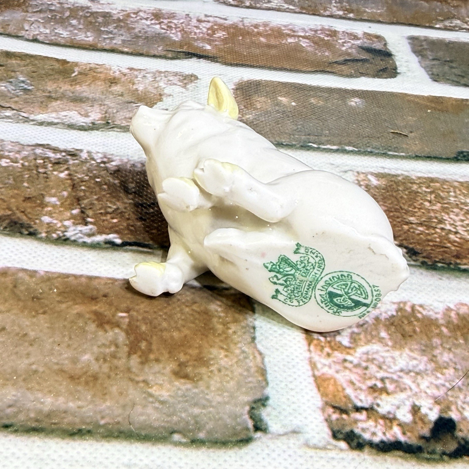Belleek Pottery Ireland Pig Small Figurine Luster Highlights Ears Feet 2-3/4”