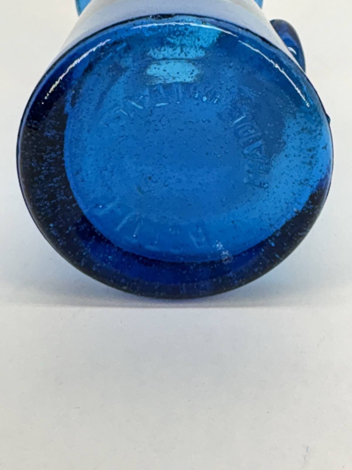 Vintage Rossini Empoli Blue Art Glass Vase Made in Italy MCM Bubble Glass