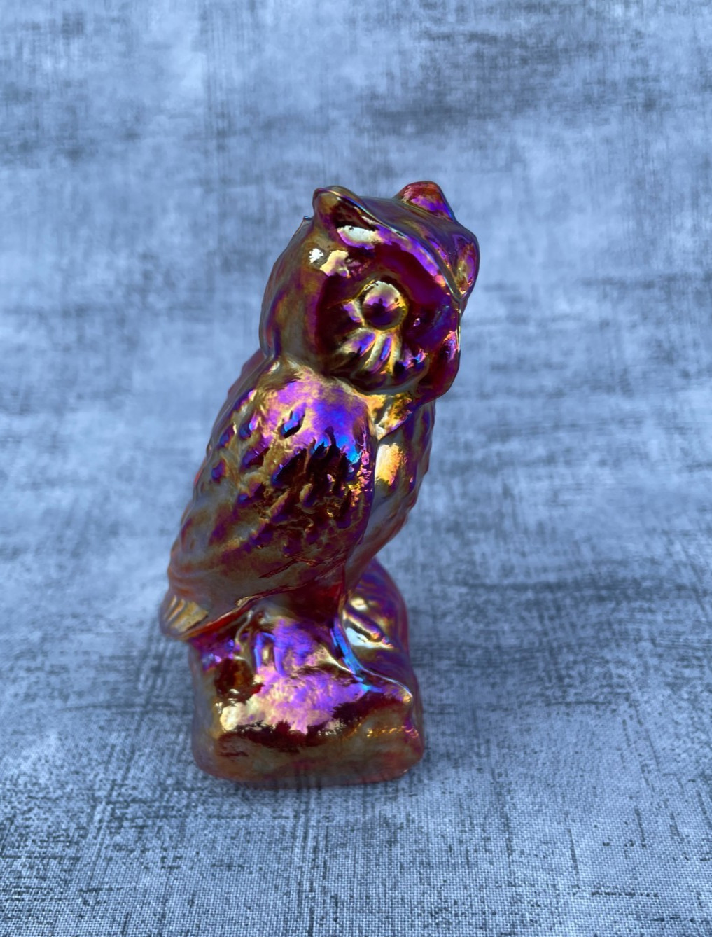 Boyd Glass Owl Cardinal Red Carnival
