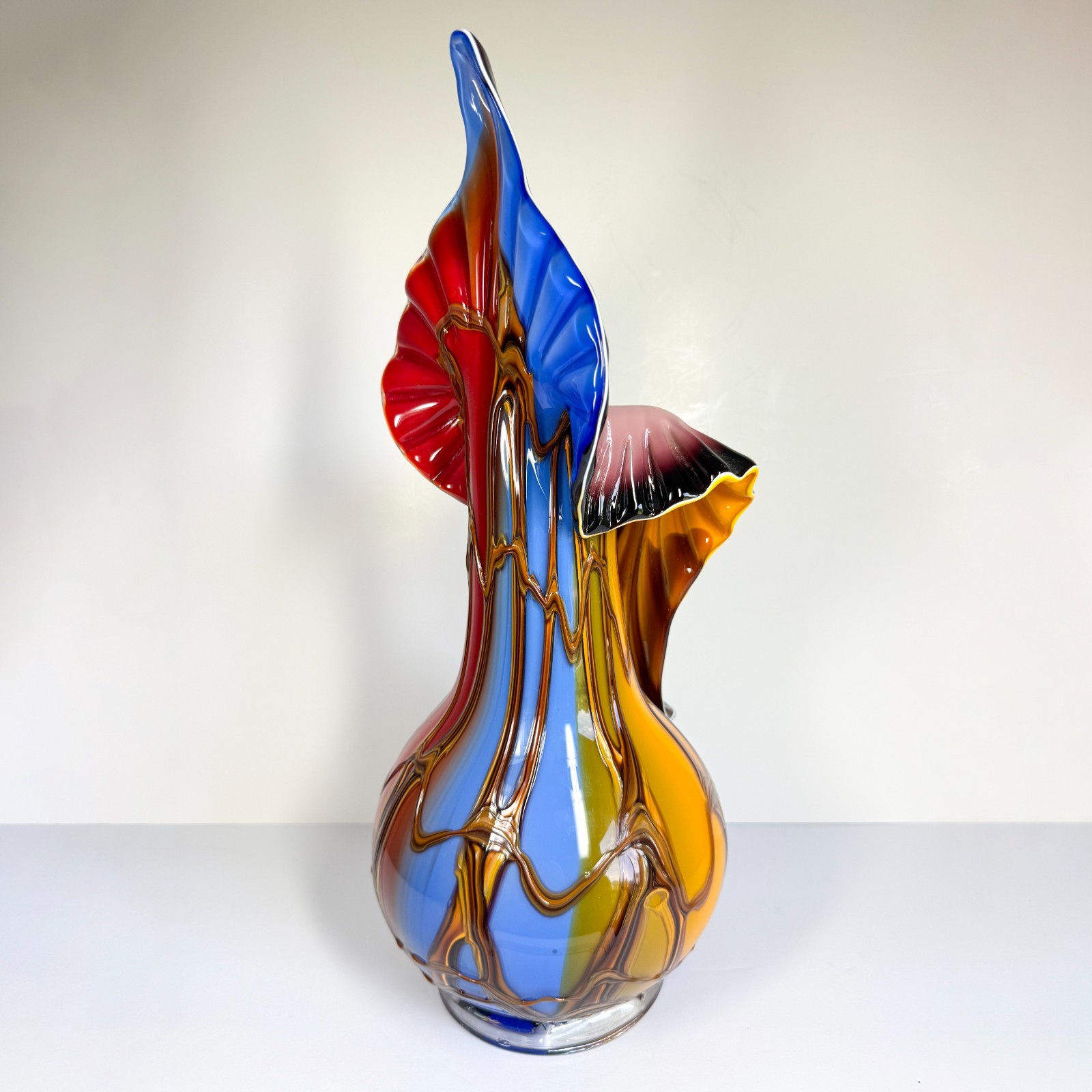 STUNNING Essie Zareh 17″ Baijan Art Glass Vase Multicolor Pulpit Blown