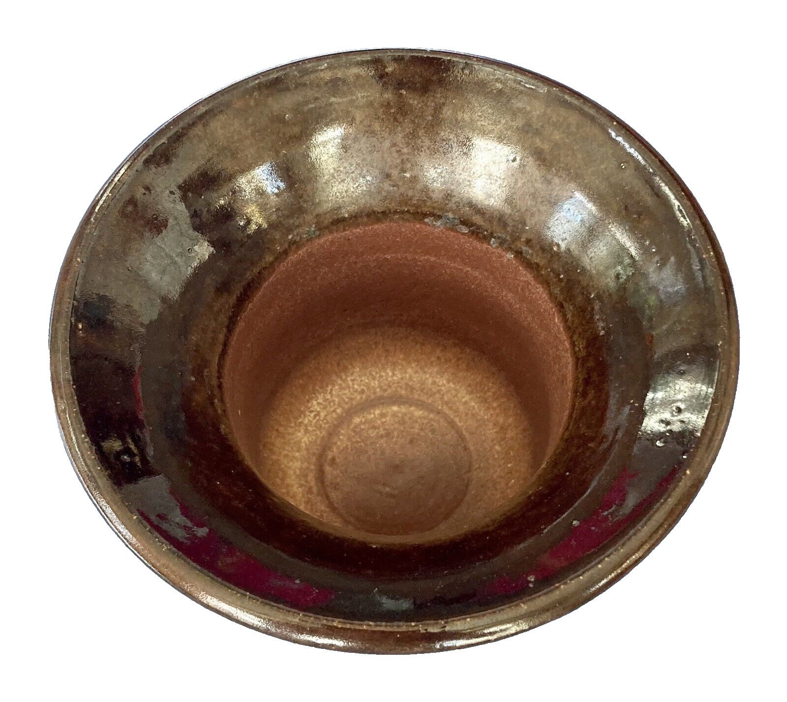 Metallic Copper Glazed Vase 4″ Rustic Earthy Mid-Century Art Deco Glamour MCM 97